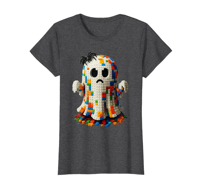 Block Building Halloween Ghost Brick or Treat Boys Halloween Master Builder Ghost Kids Building Blocks Bricks T-Shirt - Dark