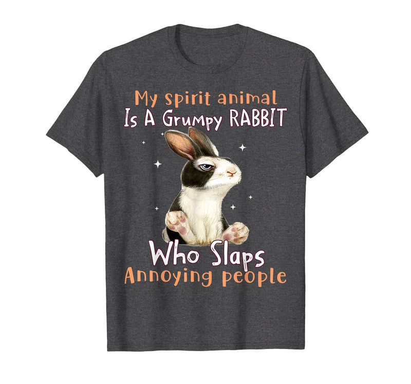 Cute Rabbit Lover Bunny Graphic T-Shirt (Dark Heather Grey) in Dark Heather Grey