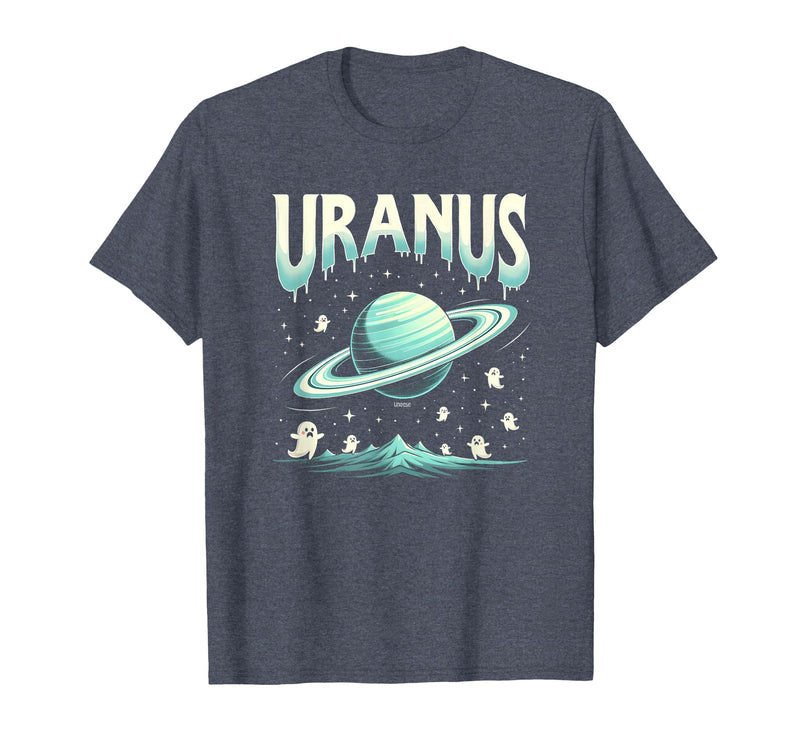 Mademark Ghost & Spirits - Ghost (99 Problems All) T-Shirt - Heather Blue-halloween Celestial Cosmic Uranus Unease