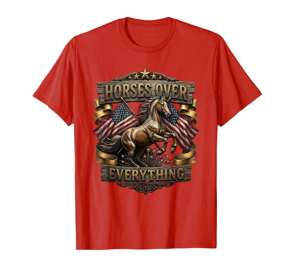 Mademark Horses Over Everything Equestrian Design T-Shirt - Men - Red