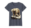 Mademark Mama Polar Bear and Cub Snowy Cliff Illustration T-Shirt - Heather Blue