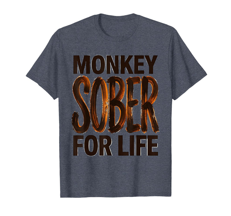 Mademark Monkey Sober For Life Funny Sobriety Design T-Shirt - Men - Heather Blue