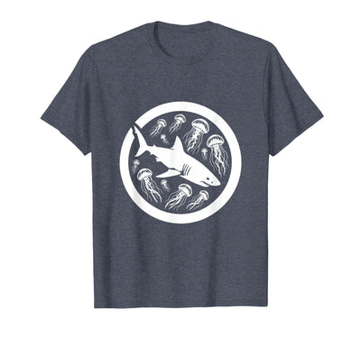Tiger Shark and Jellyfish Bloom Ocean Art T-Shirt