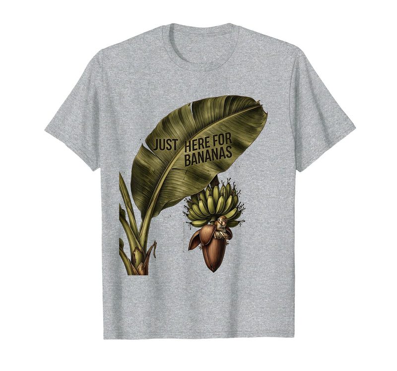 Mademark Just Here for Bananas Funny Monkey Design T-Shirt - Men - Heather Grey