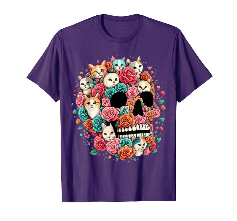 TS - SHOP - Kitty Skeleton Halloween Costume Idea Cat Skull - Kitty Skeleton Halloween Costume Idea T-Shirt - Purple