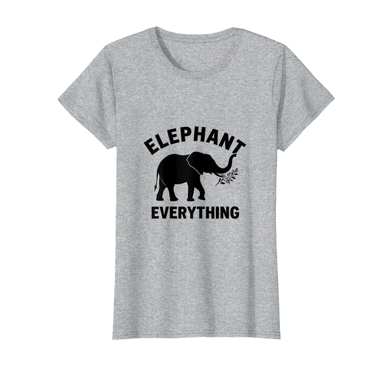 Mademark Elephant Everything Minimalist Animal Lover Design T-Shirt - Women - Heather Grey
