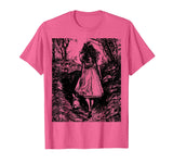 Alice in Wonderland - Down the Rabbit Hole Fantasy Vintage T-Shirt in Pink Heather