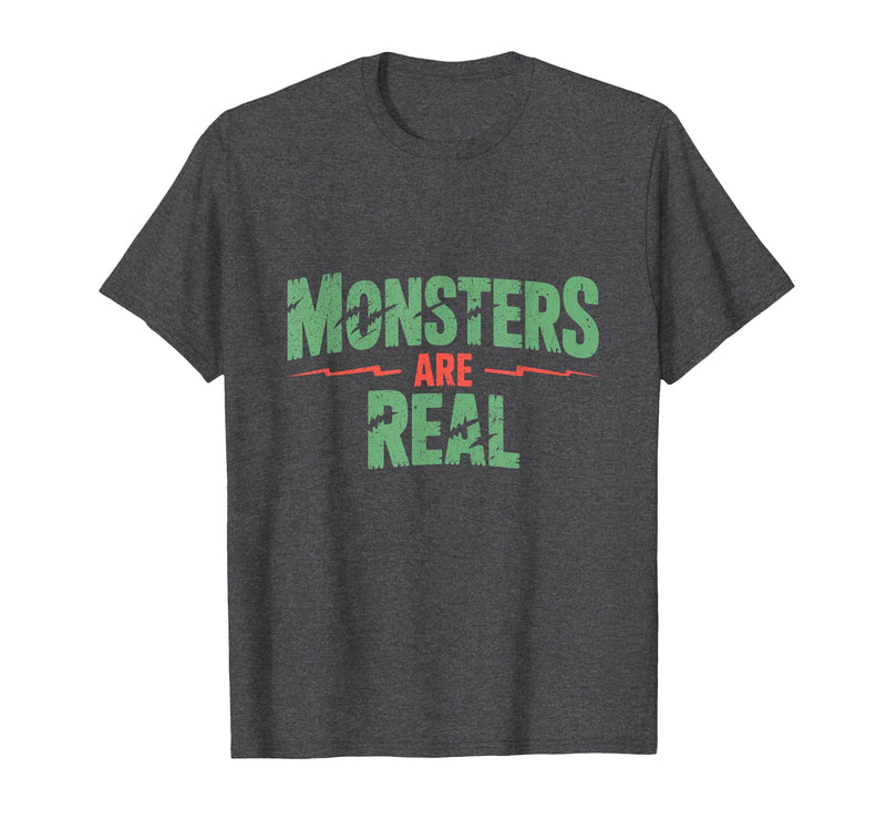 Monster Truth Wear Monsters are Real Horror Spooky Scary Halloween T-Shirt - Dark Heather Grey