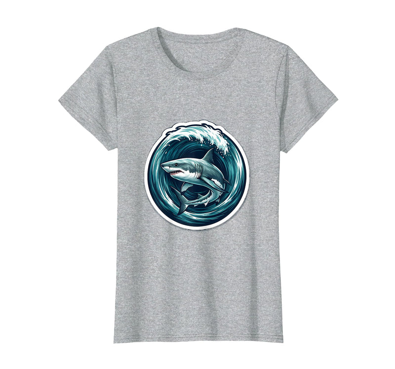 Mademark Shark In The Barrel Wave Graphic T-Shirt - Heather Grey