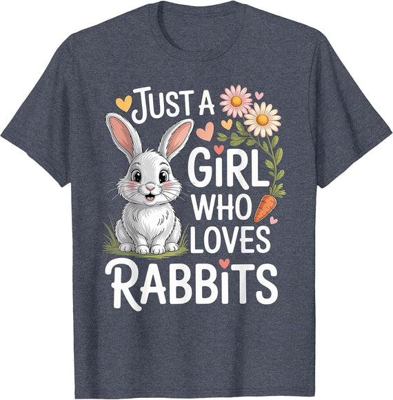 Just A Girl Who Loves Rabbit Farm Life Farming Farmer Women T-Shirt - Heather Blue