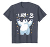 3 years old 3rd birthday Polar Bear Kids 3 Years Old 3 Birthday Polar Bears Boy Girl Polar Bear T-Shirt - Heather Blue