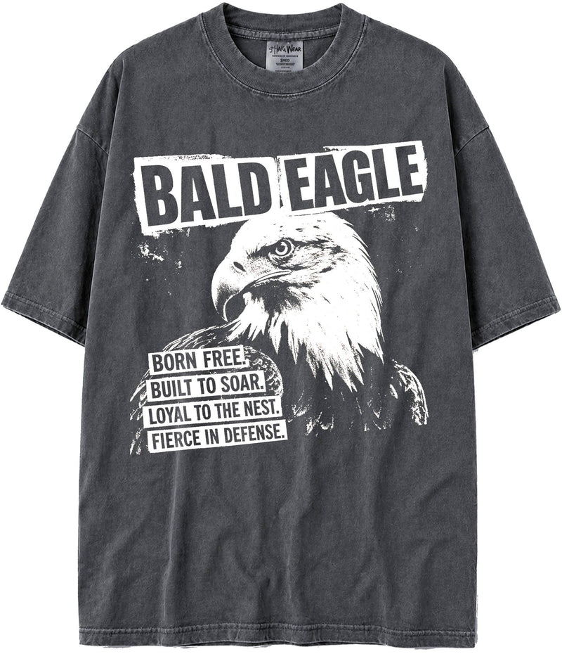 BABATEES U.S.A. MAX-Heavyweight Punk Rock Animals Shaka Wear Oversized 7.5oz Cotton Tshirt - Bald Eagle