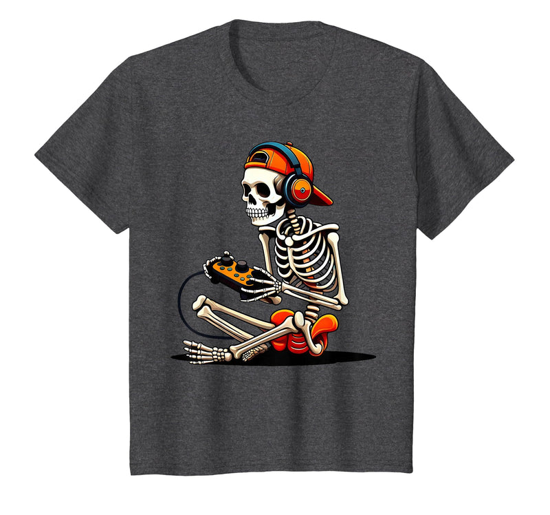 halloween skeleton shirts for teen boys men kids Halloween Skeleton Gamer Video Gaming Funny Gaming Skeleton T-Shirt - Dark