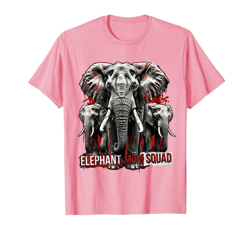 Mademark Elephant Mom Squad Cute Wildlife Design T-Shirt - Men - Pink