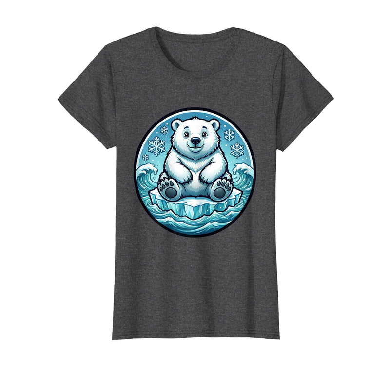 Mademark Polar Bear Lone Ice Floe Arctic Drift Design T-Shirt - Dark Heather Grey