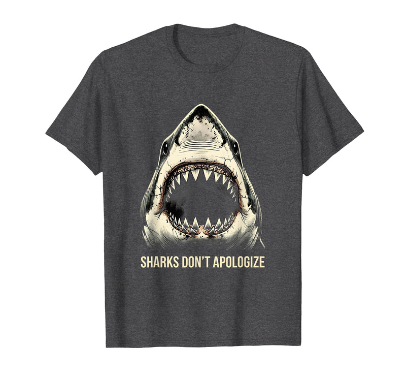 Mademark Sharks Don't Apologize Bold Women's Design T-Shirt - Dark Heather Grey
