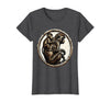 Mademark Baby Monkey Clinging to Mother's Back Design T-Shirt - Women - Dark Heather Grey