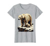 Mademark Mama Polar Bear and Cub Snowy Cliff Illustration T-Shirt - Heather Grey