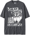 BABATEES U.S.A. MAX-Heavyweight Punk Rock Animals Shaka Wear Oversized 7.5oz Cotton Tshirt - Gray Wolf
