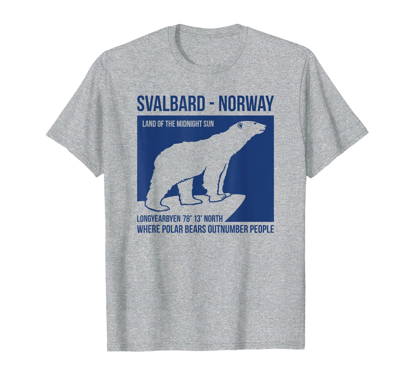 Svalbard T-Shirt Co. Svalbard Norway Polar Bear T Shirt Spitsbergen Longyearbyen T-Shirt - Heather Grey