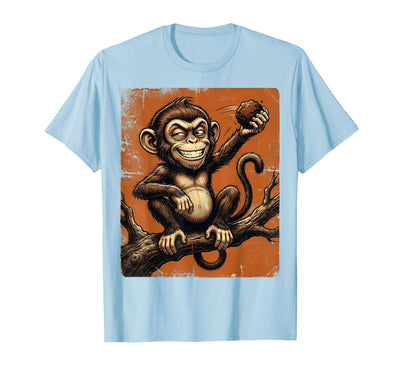 Smug Monkey Throwing Poop Funny Graphic T-Shirt - Men