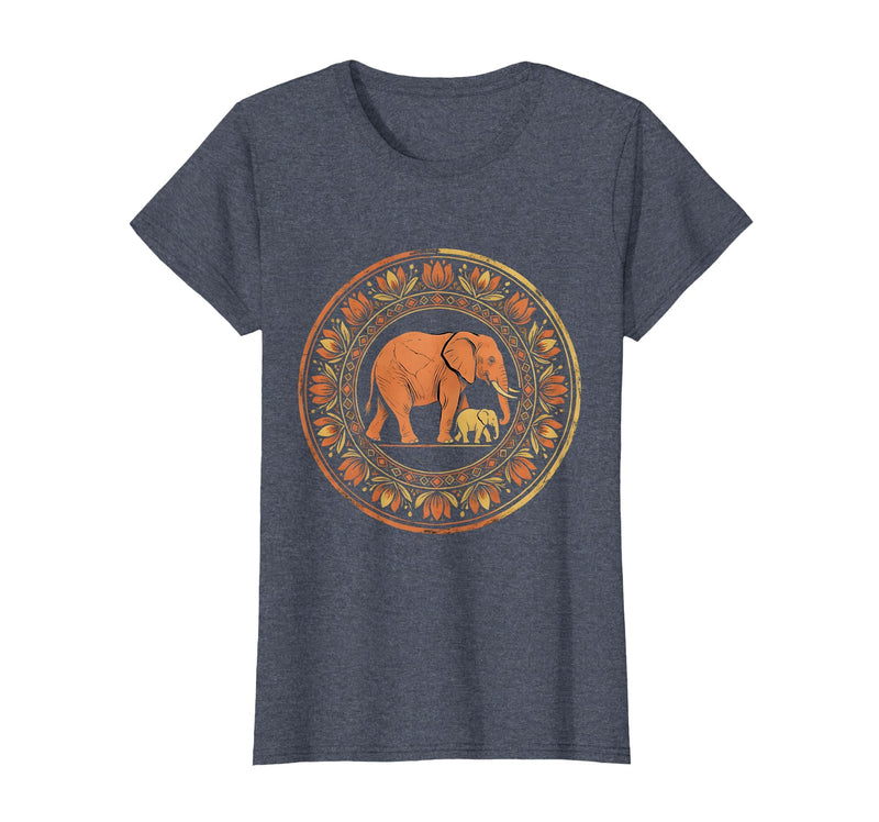 Mademark Elephant Mom and Baby Pregnancy Announcement T-Shirt - Women - Heather Blue