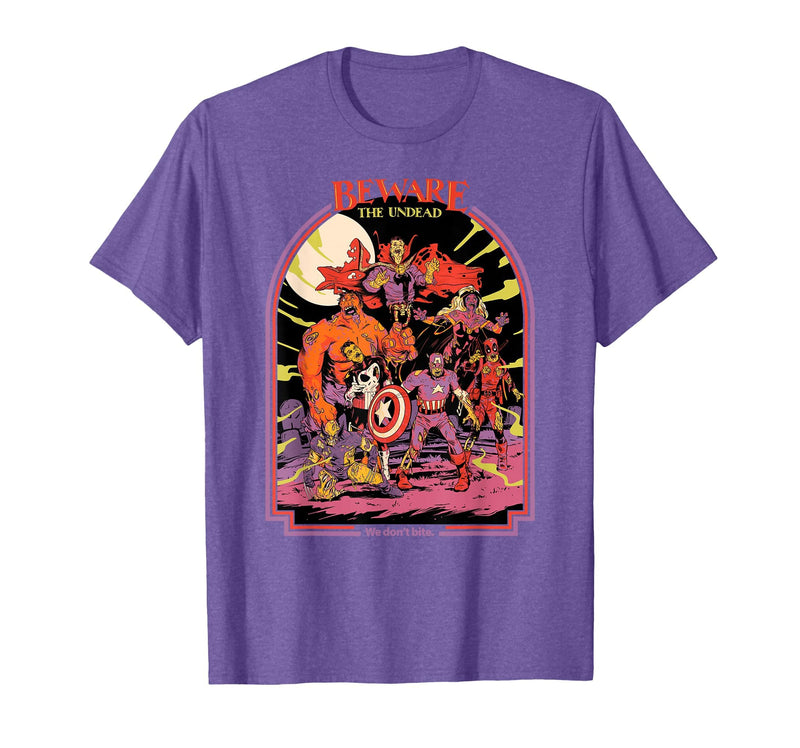 Marvel Zombies Beware the Undead We Don’t Bite Halloween T-Shirt - Purple Heather
