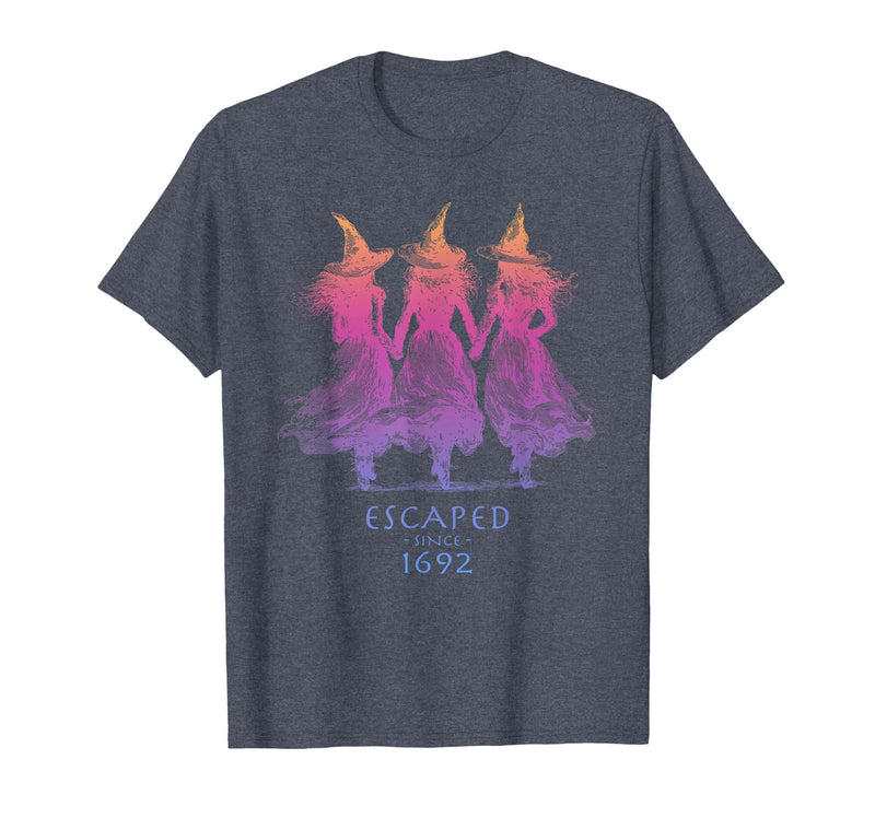 Escaped Since 1692 Halloween Escaped Since 1692 Funny Witch Halloween Design T-Shirt - Heather Blue