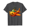 Funny Halloween Airplane Costume for Kid Boy Funny Airplane Pumpkin Pilot Lovers Halloween Mens Boys Kids T-Shirt - Dark