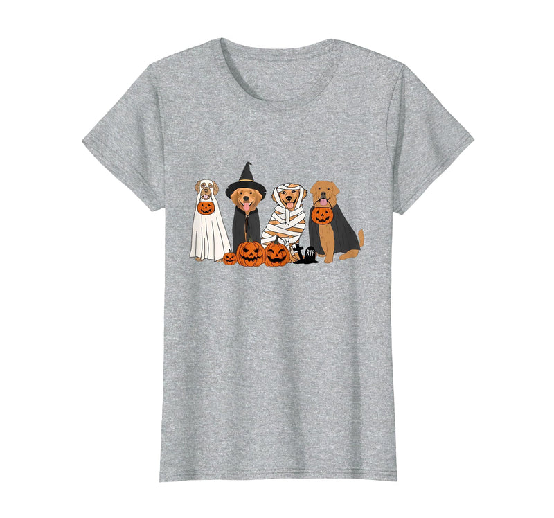 Golden Retriever Dog Ghost In Boo Sheet Women Men Funny Golden Retriever Dog Ghost in Boo Sheet Halloween T-Shirt - Heather
