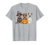Funny Retro Australian Cattle Dog Halloween Witch Spooky Ghost Blue Heeler Pumpkin Halloween Dog Lover T-Shirt - Heather Grey