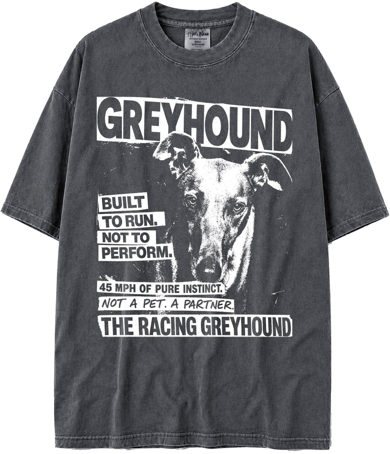 BABATEES U.S.A. MAX-Heavyweight Punk Rock Animals Shaka Wear Oversized 7.5oz Cotton Tshirt - Greyhound