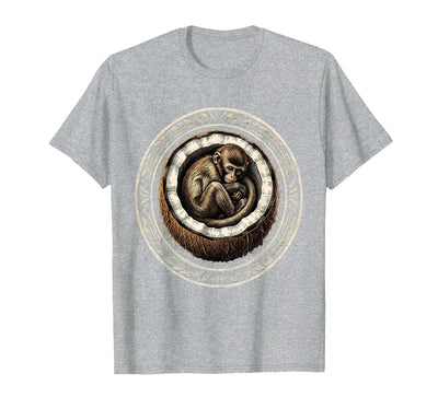 Cozy Monkey Curled in a Coconut Shell T-Shirt - Men