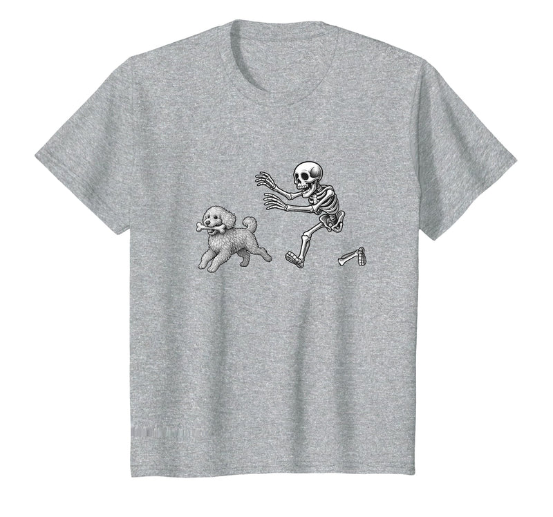Funny Halloween Dog Lovers Gift Tees Skeleton Dogs Funny Skeleton Chasing Goldendoodle Dog Halloween Dogs Lover T-Shirt -