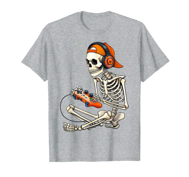 Halloween Skeleton Shirts for Gamers Men Boys Kids Halloween Skeleton Gamer Video Gaming Boys Men Kids Funny T-Shirt -