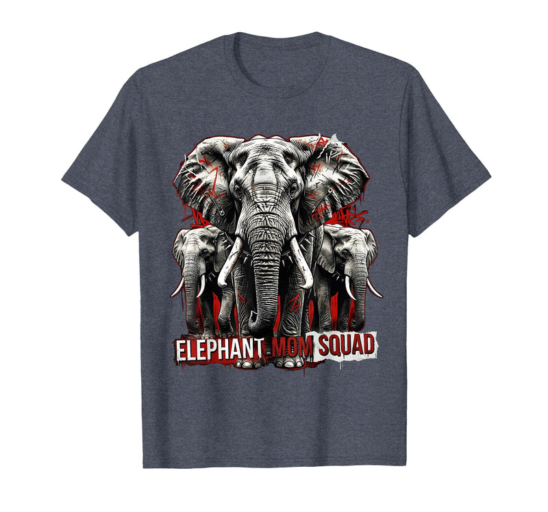 Mademark Elephant Mom Squad Cute Wildlife Design T-Shirt - Men - Heather Blue