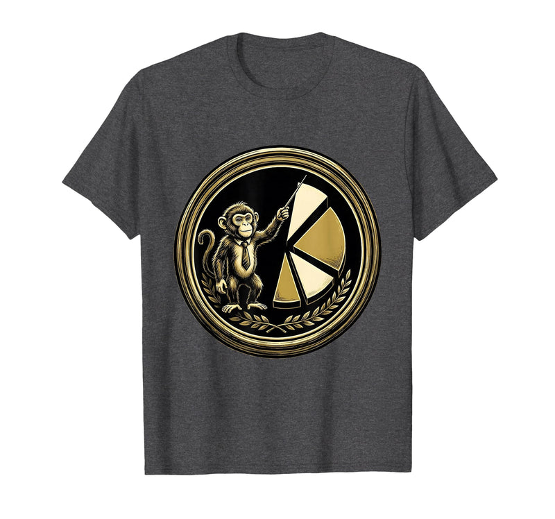 Mademark Monkey Business Pie Chart Funny Graphic Tee T-Shirt - Men - Dark Heather Grey