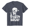Skeleton Peace Sign Shirts For Men Women & Kids Bruh Skeleton Hand Peace Sign Halloween Skeleton Hand Sign T-Shirt - Heather