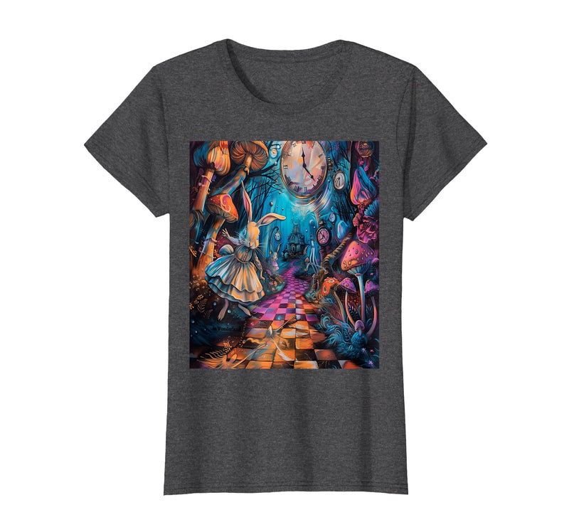 Alice in Wonderland Rabbit House T-Shirt in Dark Heather Grey