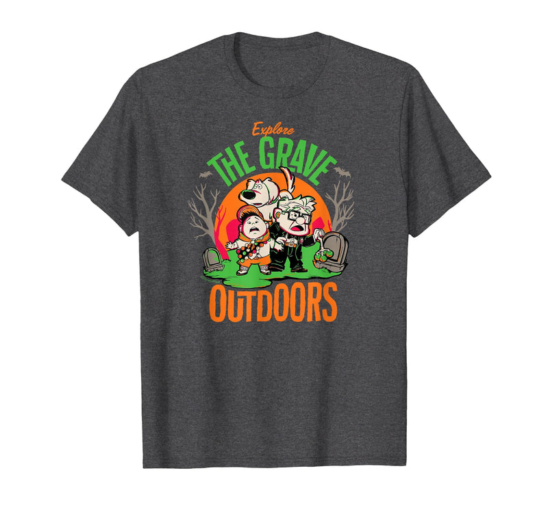 Disney Pixar Disney and Pixar’s Up Explore the Grave Outdoors Halloween T-Shirt - Dark Heather Grey