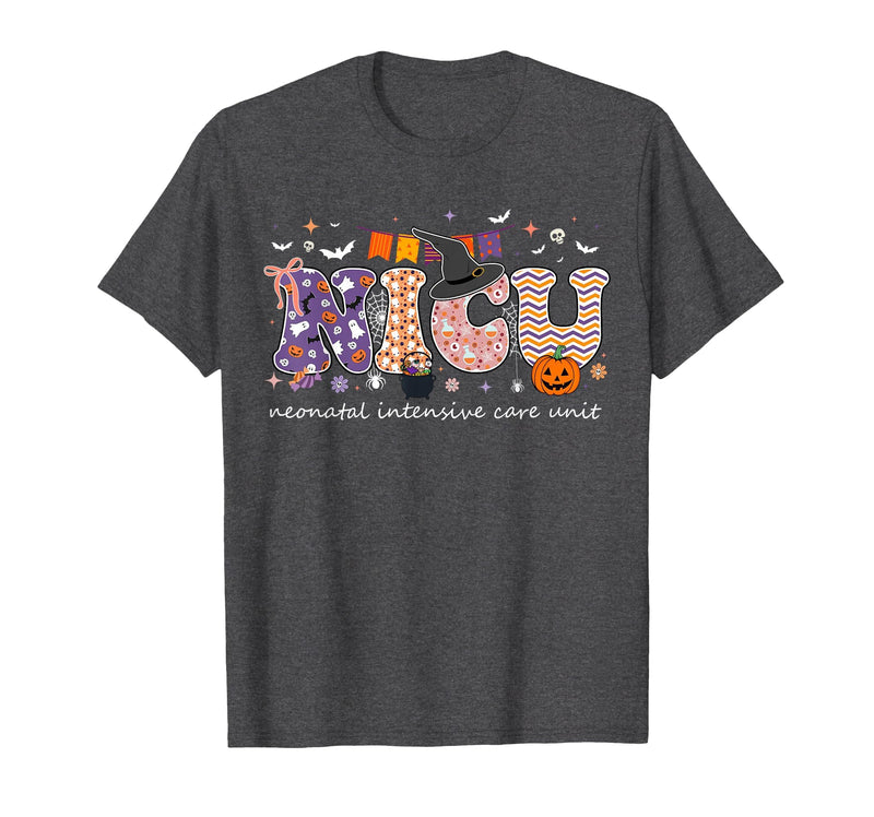 Halloween NICU Nurse Neonatal Intensive Care Neonatal Intensive Care Unit Coquette NICU Nurse Halloween T-Shirt - Dark
