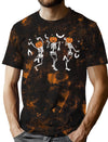 CAZYCHILD Halloween Shirts for Men Funny Halloween Pumpkin Shirt Dancing Skeleton Tee - Tie-black