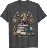 Learning Never Stops Here College Kids Design T-Shirt - Dark Heather Grey