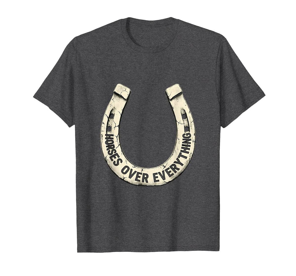 Mademark Horses Over Everything Equestrian Design T-Shirt - Men - Dark Heather Grey
