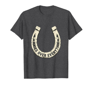 Mademark Horses Over Everything Equestrian Design T-Shirt - Men - Dark Heather Grey