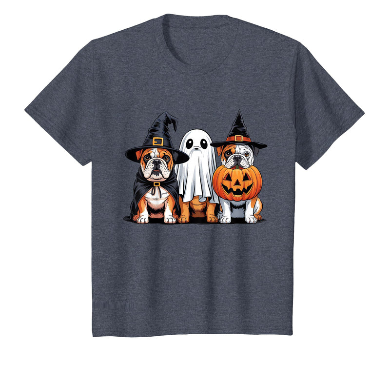 English Bulldog Halloween Funny Dog Lover Pumpkin Witch T-Shirt - Heather Blue