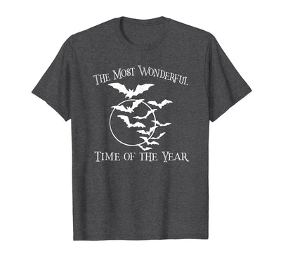 Spooky Halloween Apparel Men Women Kids Most Wonderful Time of Year Funny Halloween Bats Full Moon T-Shirt