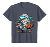 Funny Shark Dinosaur Halloween Kids Boys Tees Shark Riding Dinosaur T-rex Funny Halloween Pumpkin Boys Kid T-Shirt - Heather