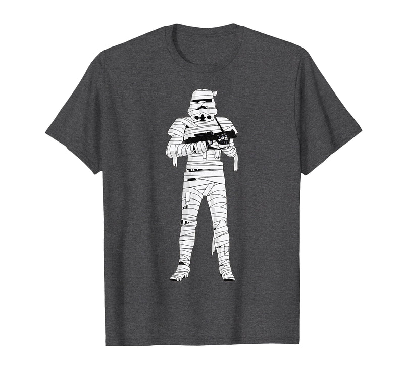 Star Wars Halloween Stormtrooper Mummy Wraps T-Shirt - Dark Heather Grey