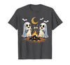 Halloween Tees and Spooky Ghosts Designs Ghosts Roasting Marshmallows Halloween Night Cute Novelty T-Shirt - Dark Heather